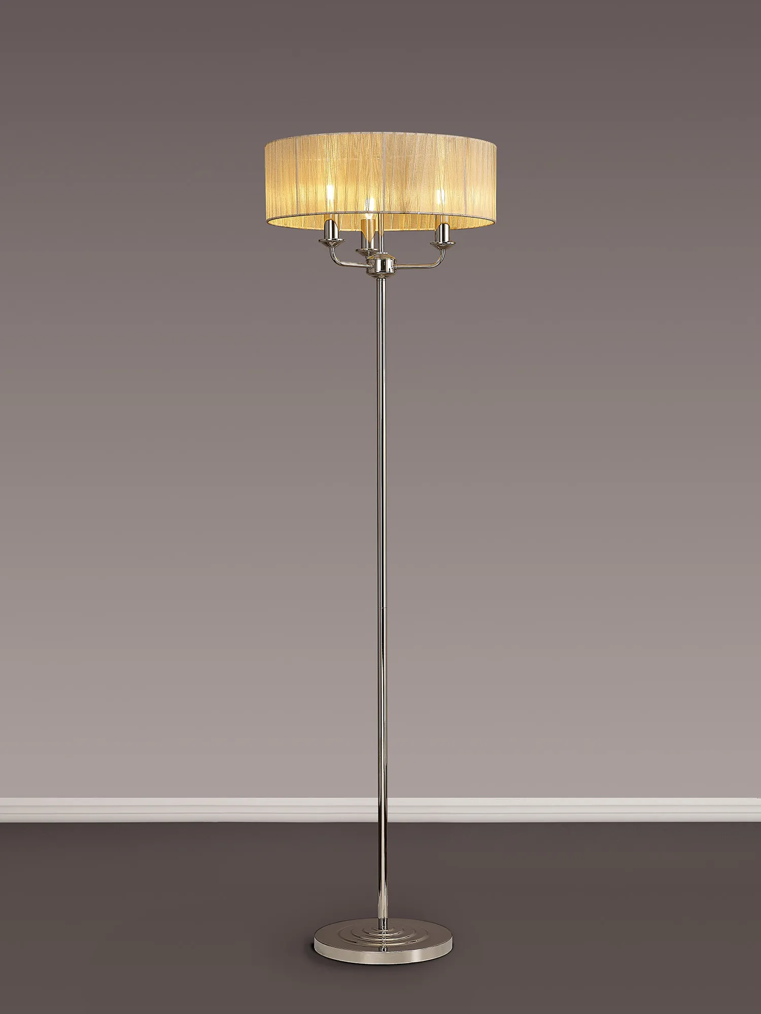 Banyan 45cm 3 Light Floor Lamp Polished Nickel, Soft Bronze DK0889  Deco Banyan PN SB